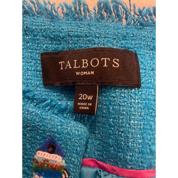 Talbots Exclusive Fish Embroidered Topper Jacket 20 W Plus - Picture 7 of 7